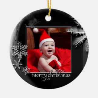 Prydnad för foto "för första jul" för julgransprydnad keramik