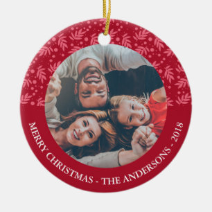 Prydnad för foto för klassikermönstergod jul julgransprydnad keramik