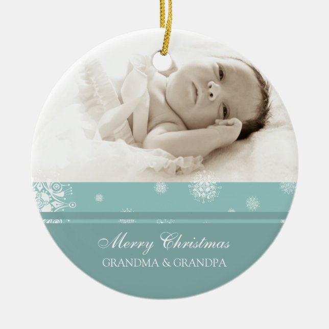Prydnad för fotogod julmorföräldrar julgransprydnad keramik (Framsidan)