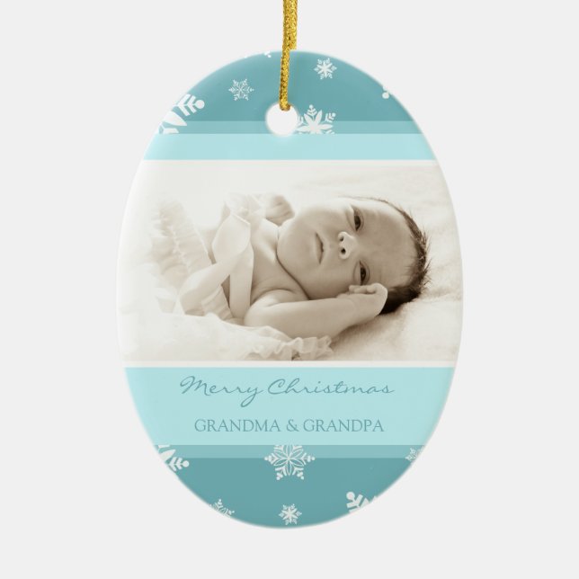 Prydnad för fotogod julmorföräldrar julgransprydnad keramik (Framsidan)