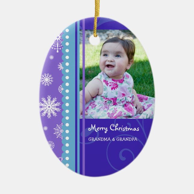 Prydnad för fotogod julmorföräldrar julgransprydnad keramik (Framsidan)