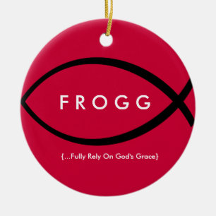 Prydnad för FROGG (fullständigt Rely på gud nå Julgransprydnad Keramik