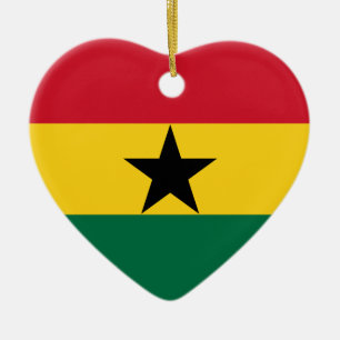 Prydnad för Ghana flaggahjärta Julgransprydnad Keramik