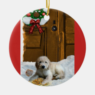 Prydnad för Goldendoodle julgåvor Julgransprydnad Keramik
