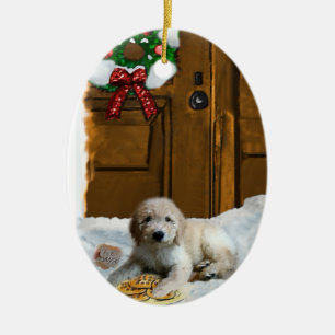 Prydnad för Goldendoodle julgåvor Julgransprydnad Keramik