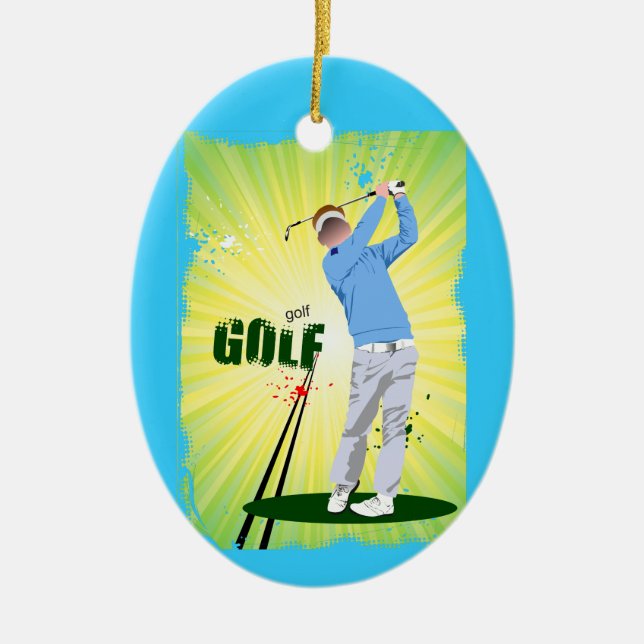 Prydnad för Golfgolfareblått Julgransprydnad Keramik (Framsidan)