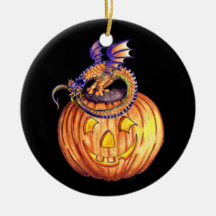 Prydnad för Halloween pumpadrake Julgransprydnad Keramik