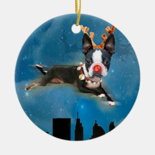 Prydnad för helgdag för Boston TerrierMirabelle Julgransprydnad Keramik