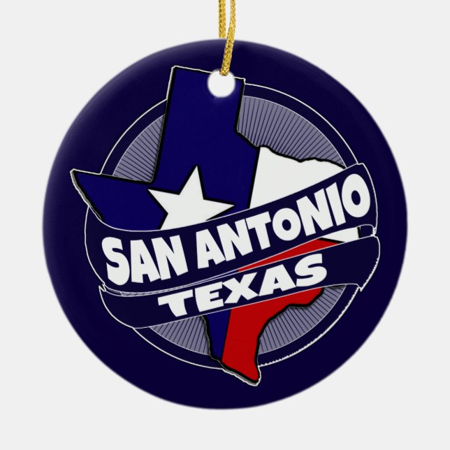Prydnad för helgdag för San Antonio Texas Julgransprydnad Keramik (Framsidan)