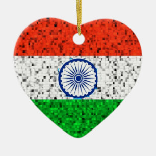 Prydnad för Indien flaggaglitter Julgransprydnad Keramik