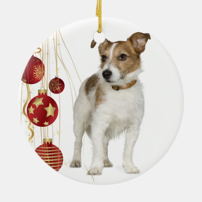 Prydnad för jackRussell jul Julgransprydnad Keramik (Baksidan)