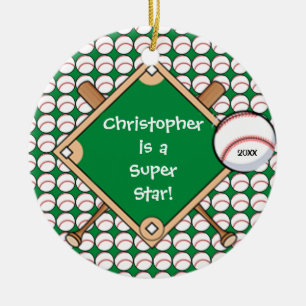 Prydnad för jul för baseballpersonligpojke julgransprydnad keramik
