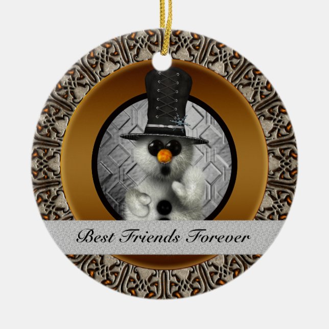 Prydnad för jul för bästa vänför evigtsnögubbe julgransprydnad keramik (Framsidan)