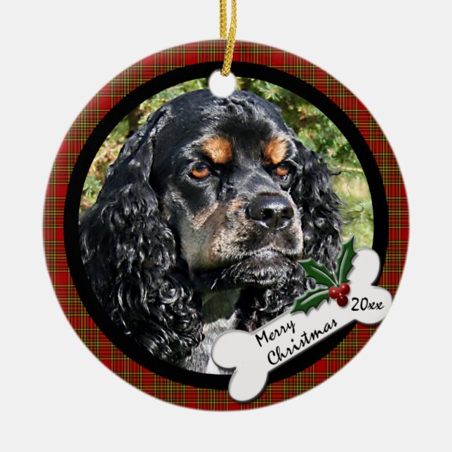 Prydnad för jul för cockerspanielSpanielrunda Julgransprydnad Keramik (Framsidan)