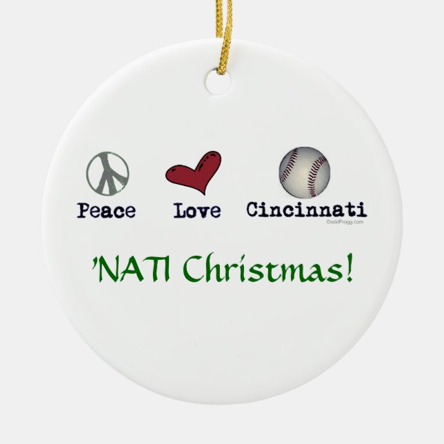Prydnad för jul för fredkärlekNATI (Cincinnati) Julgransprydnad Keramik (Framsidan)