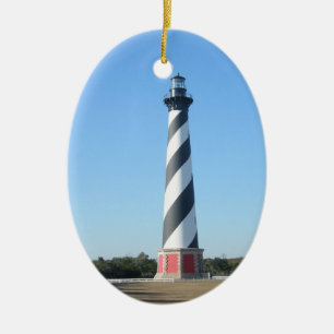 Prydnad för jul för Hatteras fyr OBX NC Julgransprydnad Keramik