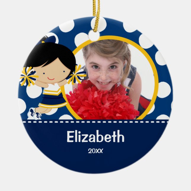 Prydnad för jul för hejaklacksledarejubelfoto julgransprydnad keramik (Framsidan)