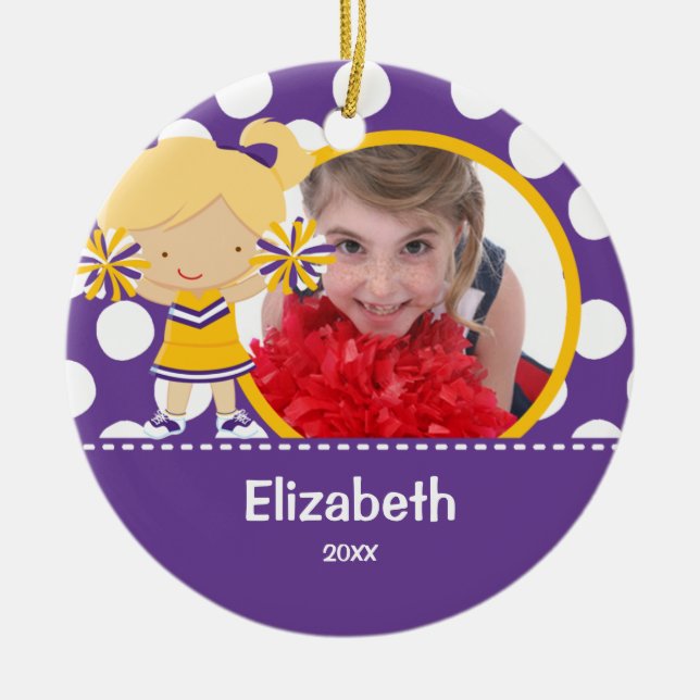 Prydnad för jul för hejaklacksledarejubelfoto julgransprydnad keramik (Framsidan)