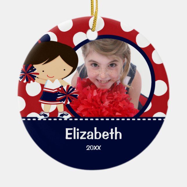 Prydnad för jul för hejaklacksledarejubelfoto julgransprydnad keramik (Framsidan)