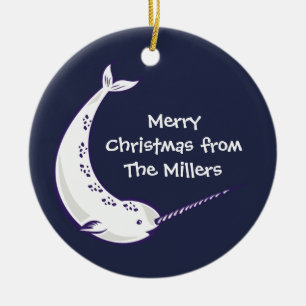 Prydnad för jul för Narwhal personligfoto Julgransprydnad Keramik