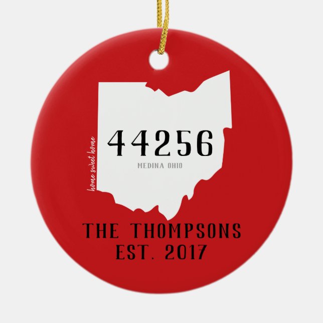 Prydnad för jul för Ohio beställnings- Townvinande Julgransprydnad Keramik (Framsidan)