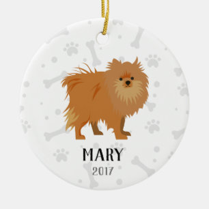 Prydnad för jul för Pomeranian hundpersonlig Julgransprydnad Keramik