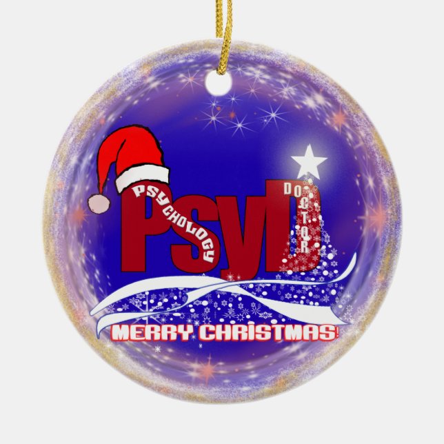 PRYDNAD för JUL för PsyD psykologidoktor Julgransprydnad Keramik (Framsidan)
