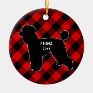 Prydnad för jul för pudelhundpläd julgransprydnad keramik