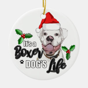 Prydnad för jul för Santa boxarehund Julgransprydnad Keramik