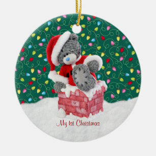 Prydnad för jul för Santa nalle 1st Julgransprydnad Keramik