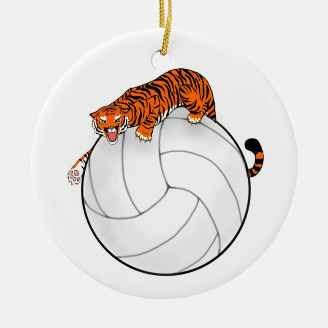 Prydnad för jul för tigervolleyboll keramisk julgransprydnad keramik (Framsidan)