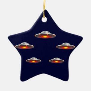 Prydnad för jul för UFO-flygSaucers Julgransprydnad Keramik