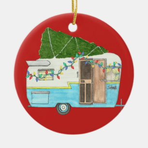 Prydnad för jul för vintagecamparesläp julgransprydnad keramik