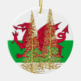 Prydnad för jul för Wales walesisk drakeflagga Julgransprydnad Keramik