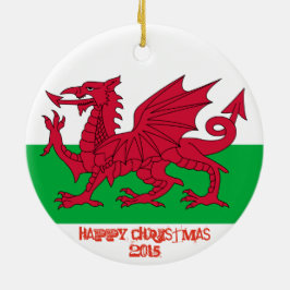 Prydnad för jul för Wales walesisk drakeflagga Julgransprydnad Keramik