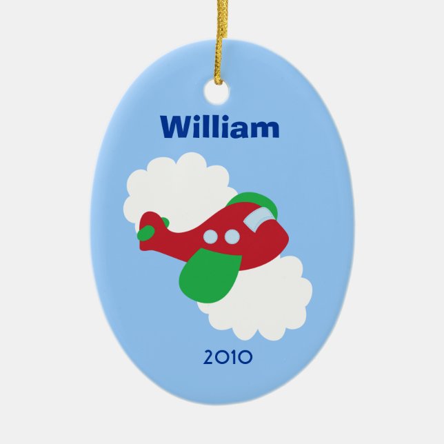 Prydnad för julgran för FLYGPLANpersonlignamn Julgransprydnad Keramik (Framsidan)