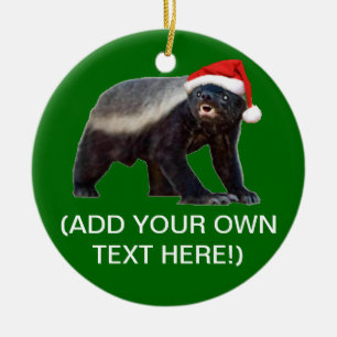 Prydnad för julgran för honey badgerSanta hatt Julgransprydnad Keramik