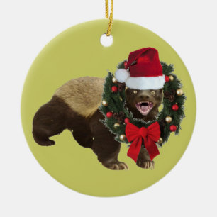 Prydnad för julgran för honey badgerSanta hatt Julgransprydnad Keramik