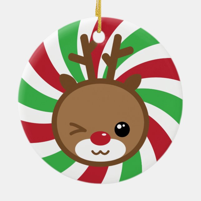 Prydnad för Kawaii renjul Julgransprydnad Keramik (Baksidan)