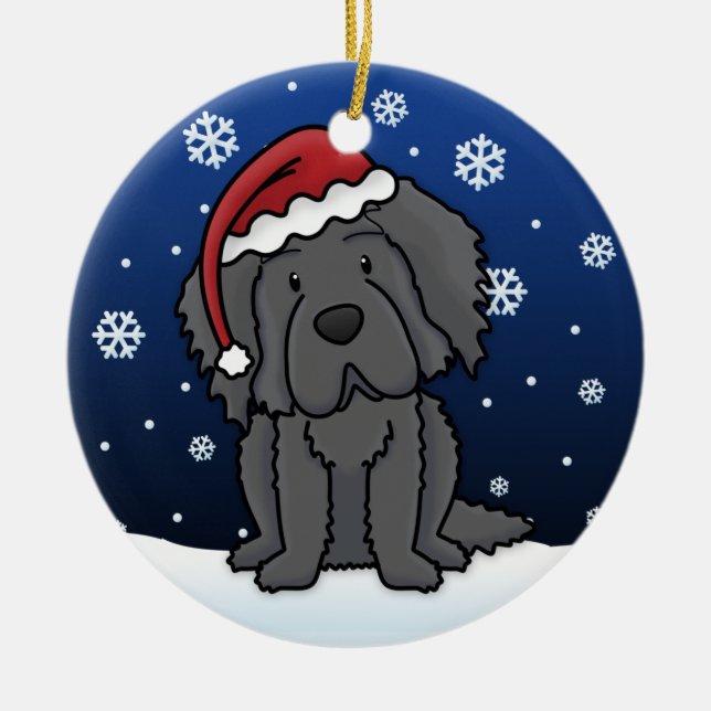 Prydnad för Kawaii tecknadNewfoundland jul Julgransprydnad Keramik (Framsidan)