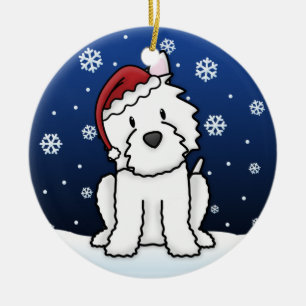 Prydnad för Kawaii tecknadWestie jul Julgransprydnad Keramik