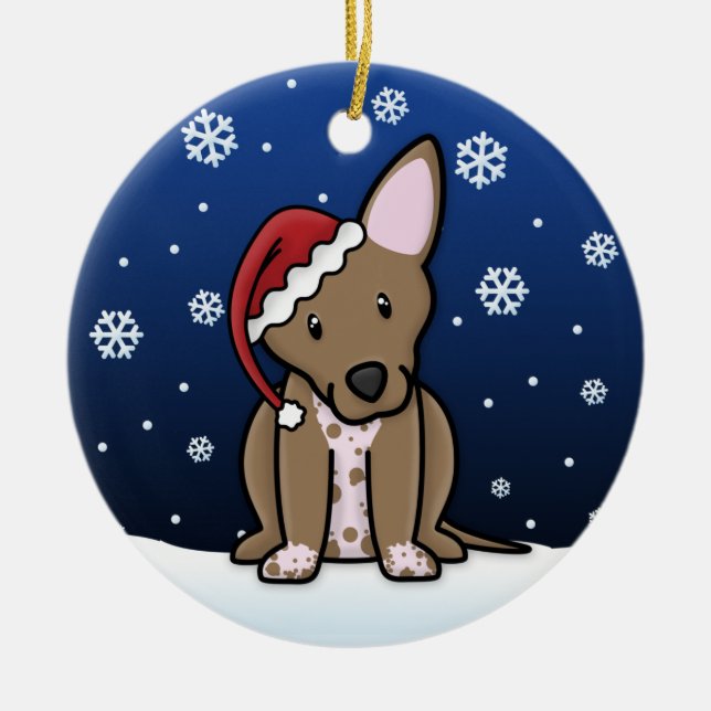 Prydnad för Kawaii tecknadXoloitzcuintli jul Julgransprydnad Keramik (Framsidan)