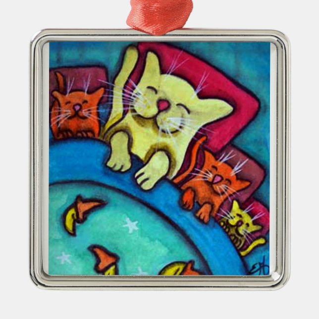 Prydnad för läggdagskattvänskap julgransprydnad metall (Framsidan)