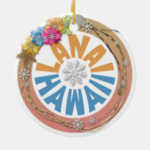 Prydnad för Lanai Hawaii hibiskushelgdag Julgransprydnad Keramik