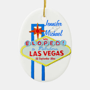 Prydnad för Las Vegas bröllopfoto Julgransprydnad Keramik