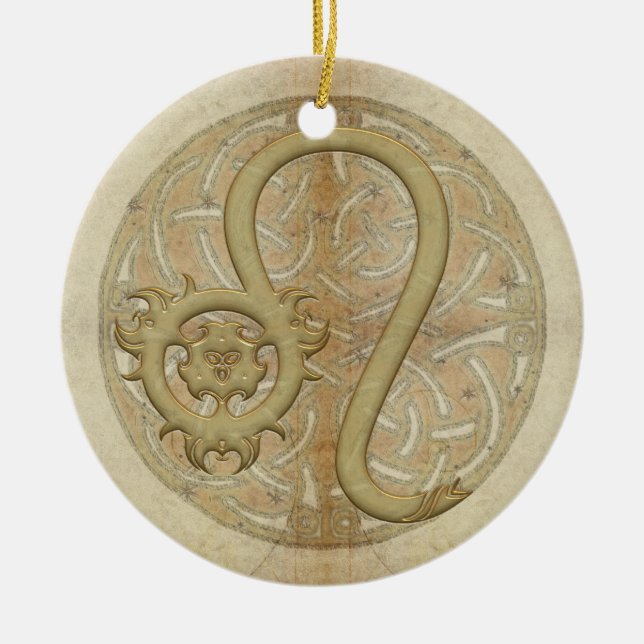 Prydnad för Leo stjärnteckenpersonlig Julgransprydnad Keramik (Framsidan)