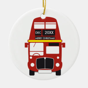 Prydnad för London röd bussjul Julgransprydnad Keramik