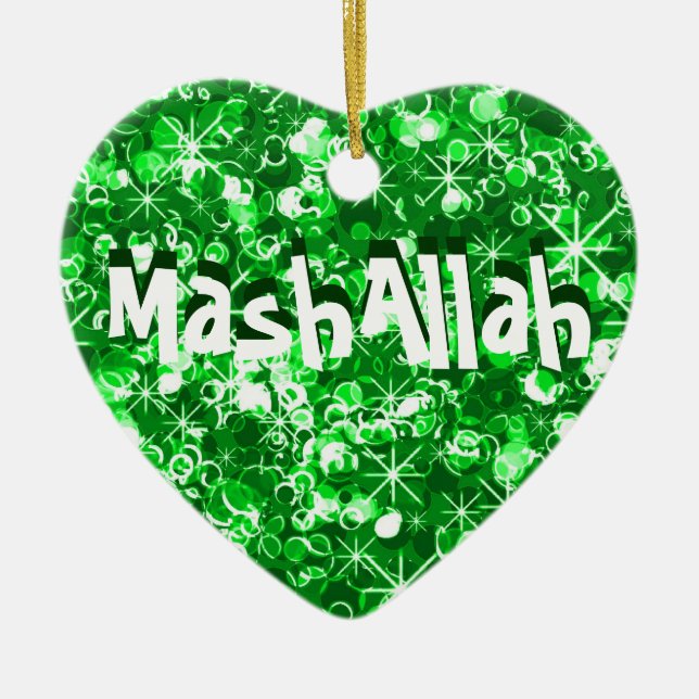 Prydnad för Mashallah islamisk firandegrönt Julgransprydnad Keramik (Framsidan)
