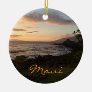 Prydnad för Maui ösolnedgång Julgransprydnad Keramik