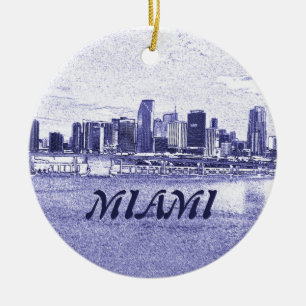 Prydnad för Miami FL skyscraperjul Julgransprydnad Keramik